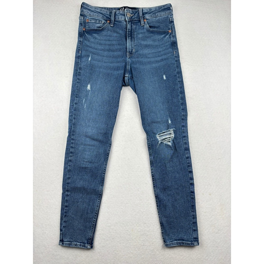 Gap High Rise Legging Jeans Womens 6 28 Distressed Stretch Denim